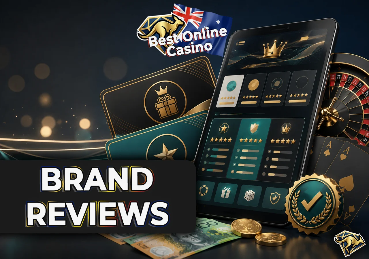Expert reviews of Neosurf brands with rating cards, vouchers and casino-style decor